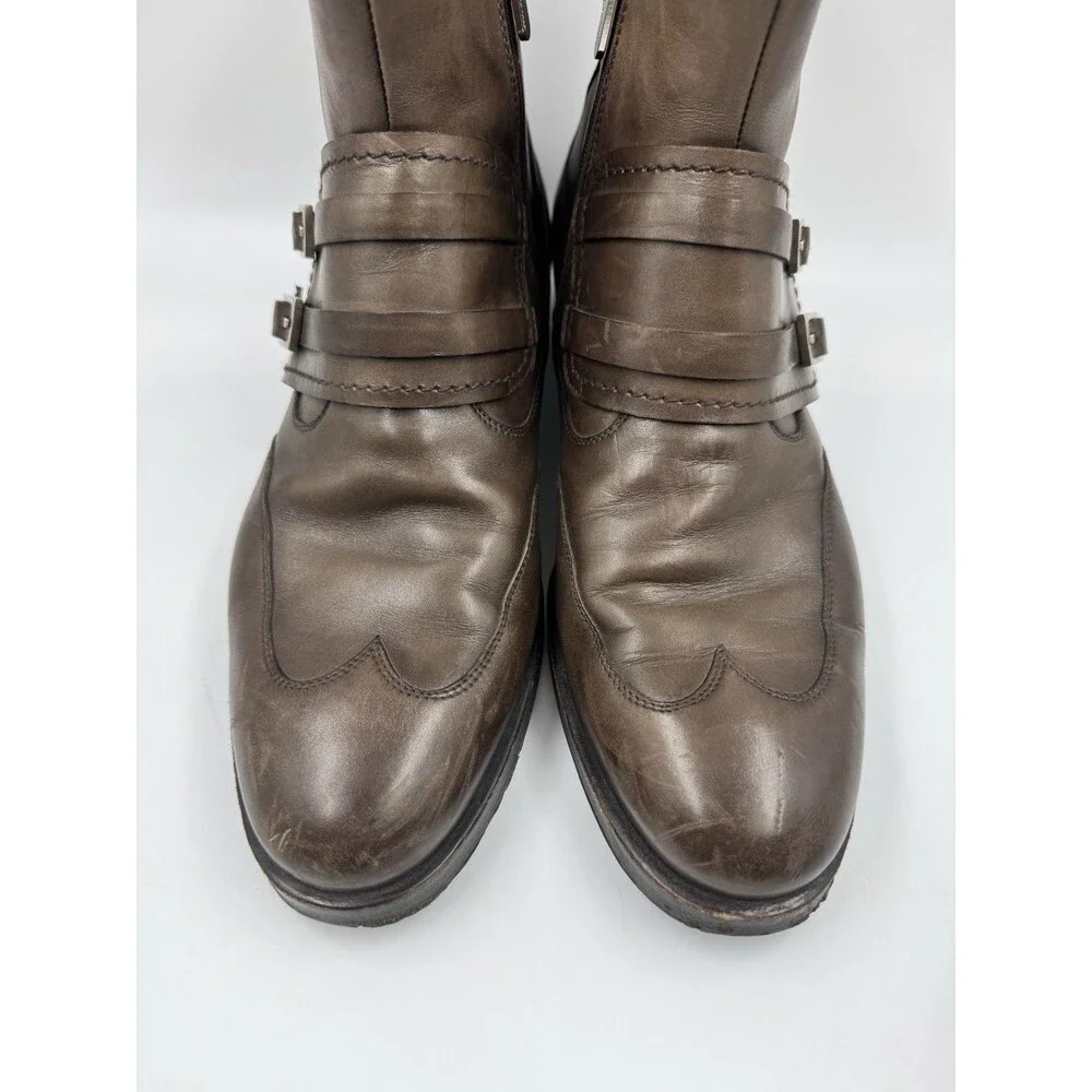 Sergio Rossi Men Size 7 Brown Leather Ankle Boots